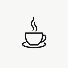 Obraz premium Minimalist coffee cup icon with steam on soft background, beverage symbolism