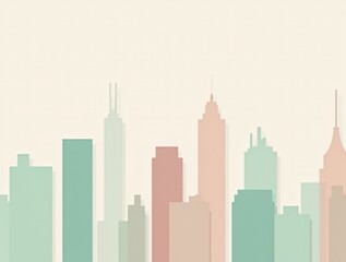 Fototapeta premium Minimalist City Skyline Silhouette in Pastel Colors