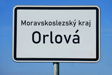 Obraz premium Ortsschild Moravskoslezský kraj Orlová
