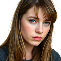 Obraz premium Sad young German woman isolated on transparent background