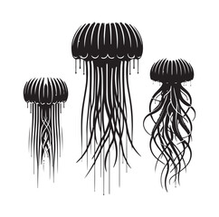 jelly fish silhouette vector illustration