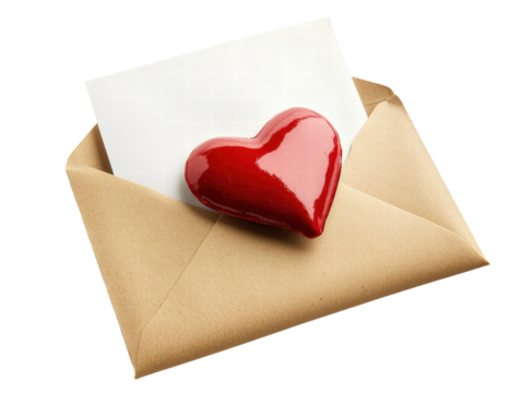 Isolated envelope with heart