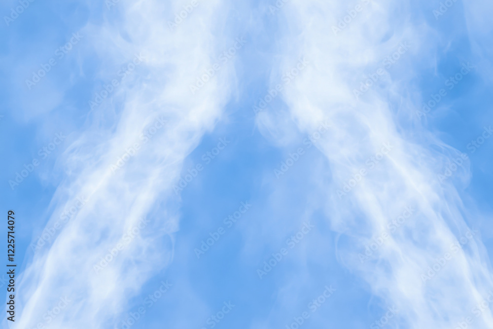 Poster two clouds with steam coming out of them, creating a sense of movement