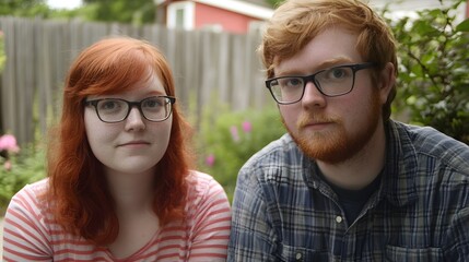 Obraz premium Redhead Brother and Sister Portrait Outdoors