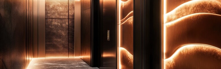 Modern Interior Design with Illuminated Wall Panels and a Marble Floor