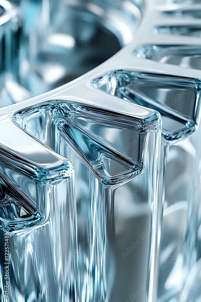 Aufkleber close-up of crystal glass vase edges with smooth curves and angular shapes creating abstract reflect