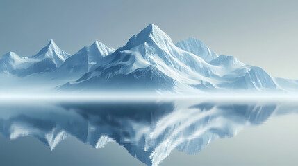 Obraz premium Majestic icy mountain peaks and frozen lake landscape. Crystal Peaks. Illustration