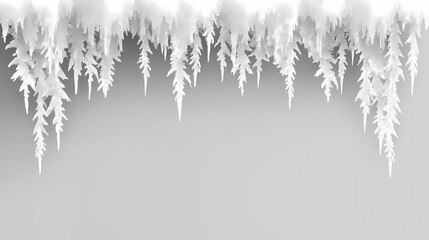 Obraz premium White hanging icicles frame border isolated on white or transparent png. Crystal Peaks. Illustration