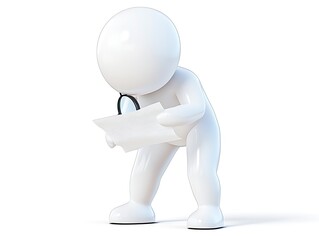 3D human with magnifying glass