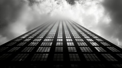 a black and white photo of a tall building