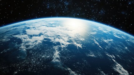Obraz premium Earth's Blue Horizon with Scattered Clouds and Stars