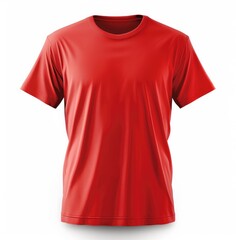 Red t-shirt front view isolated on white background, perfect for clothing design mockups, custom branding, and logo design.