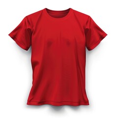 Front view of red t-shirt isolated on white background for fashion designs, print templates, and customizable product mockups.