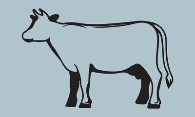 Print create cow silhouette vector style with white background 'illustration, vector, cow, mammal, animal, symbol, black and white, cowboy, drop, gardening, horizontal, horse, lifestyles, rain, seed, 