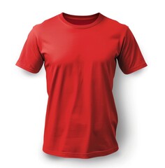 High-quality red t-shirt front view isolated on white background for apparel mockups, brand identity design, and print-ready templates.