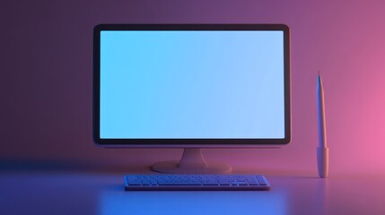 3d Digital Graphics Drawing Tablet Monitor Pen icon. Minimal Electronic drawing digital 3D render