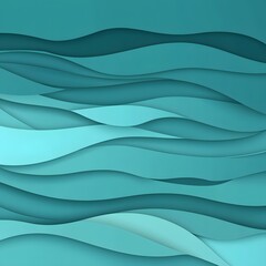 Abstract Teal Wave Layers: Paper Cut Style Background