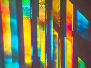 Abstract Vibrant Rainbow Light Prism Stripes Background