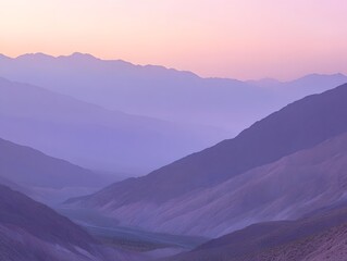 Fototapeta premium Serene Purple Mountain Range at Sunset: Layers of Hills Landscape Photography