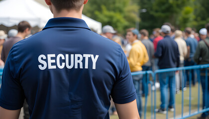 Security officers ensuring public and private safety with advanced surveillance technology, patrolling streets, offices, and events while supervising video monitors and securing modern communication n