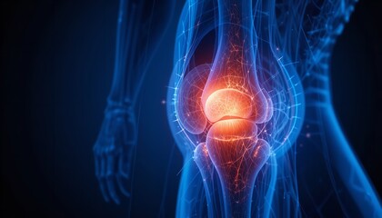 Human Knee Joint Anatomy Medical Illustration Detailed 3D Model Accurate Representation of the Knee Structure Showing Ligaments   