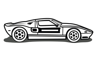 Abstract Classic vintage sports car silhouette vector 
illustration in black and white drawing style on a 
white background,coloring book.