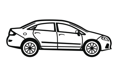 Abstract Classic vintage sports car silhouette vector 
illustration in black and white drawing style on a 
white background,coloring book.