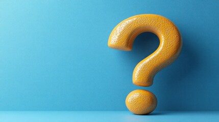 Yellow question mark, blue background, inquiry concept