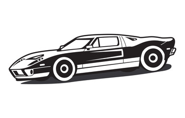 Abstract Classic vintage sports car silhouette vector 
illustration in black and white drawing style on a 
white background,coloring book.