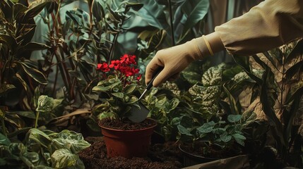 Gardening, A Gardener's Gentle Touch Amidst Lush Greenery
