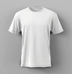 White round-neck t-shirt mockup, front view isolated on grey background for custom designs