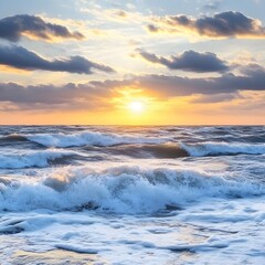 Obraz premium Dramatic Ocean Waves Sunset Seascape