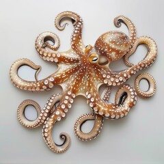 A large octopus with white spots and brown markings