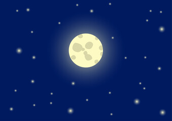 Fototapeta premium Full moon on a night starry sky background