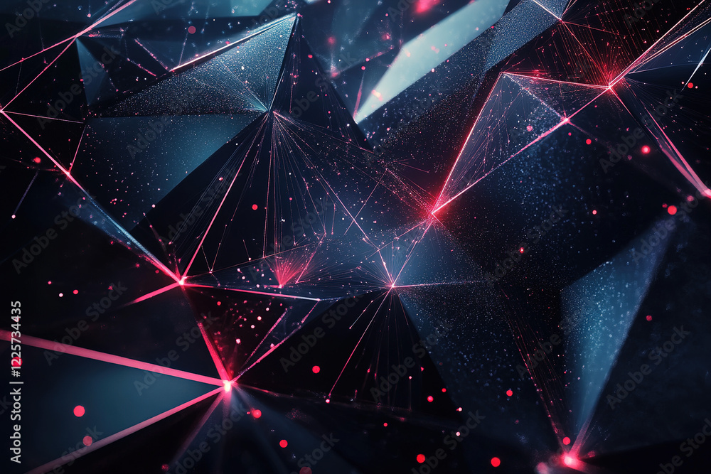 Fototapete security shield protection form lines, triangles and particle style design