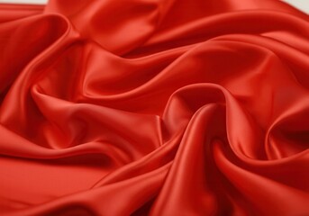 Obraz premium Luxurious red silk fabric with elegant waves and smooth texture