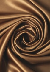 Luxurious swirling golden brown silk fabric with elegant textures