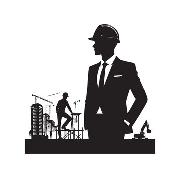 recommend clip art: male architect pose silhouette vector illustration