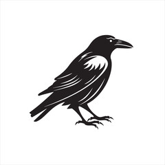 Simple Outline Raven Graphic for Easy Cut-Out Designs on Solid White Background