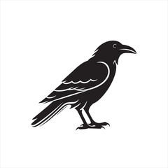 Obraz premium Minimalist Black Raven Silhouette Vector Icon for Cricut Projects