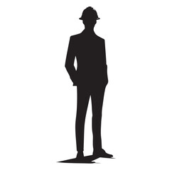 male architect pose silhouette vector illustration