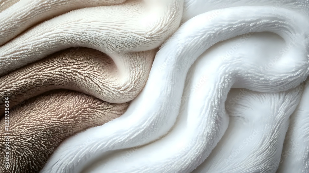 Aufkleber elegant waves of soft fabric in white and beige tones create abstract flowing curves and gentle fold