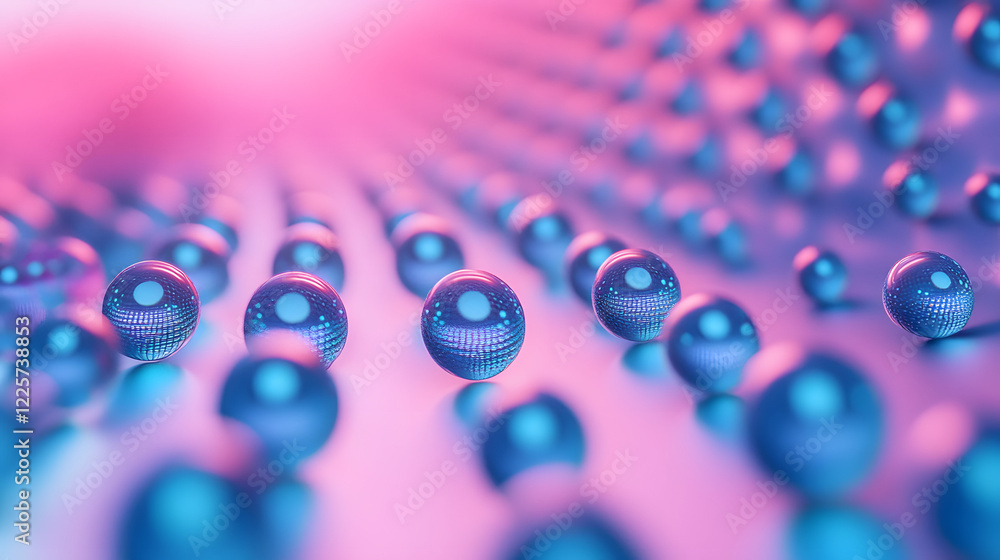 Aufkleber abstract blue and pink three-dimensional background of many spheres separated from each other and re