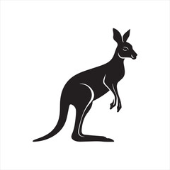 Minimalistic black silhouette icon Kangaroo