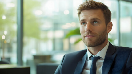 Portrait of a professional office worker in a modern corporate setting