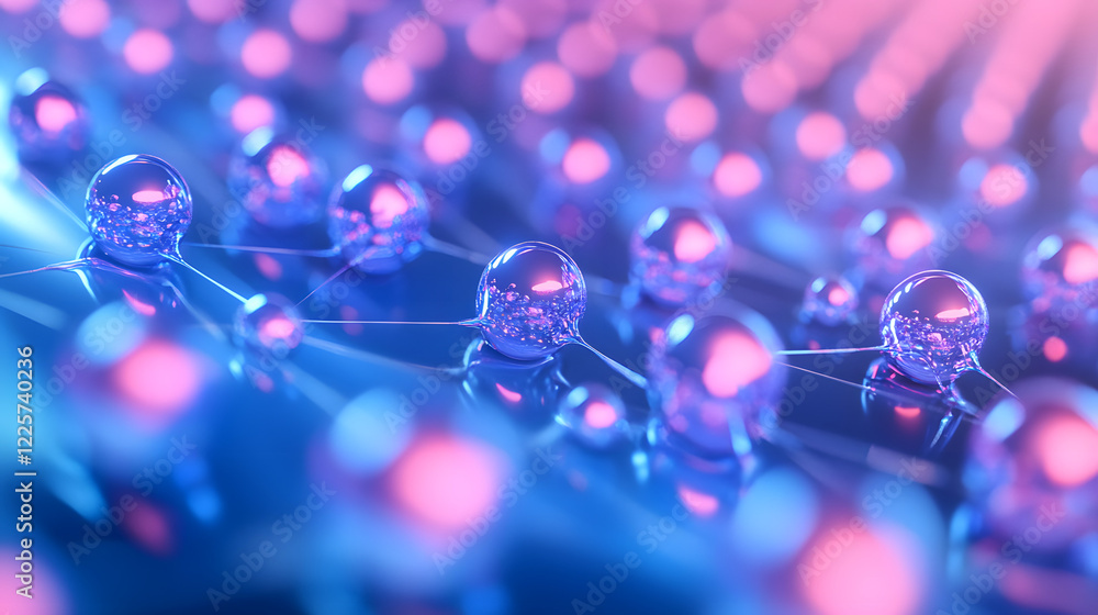 Aufkleber abstract blue and pink three-dimensional background of many spheres separated from each other and re
