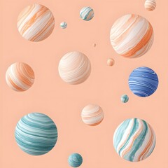 Fototapeta premium Abstract Pastel Swirled Planets Floating Background