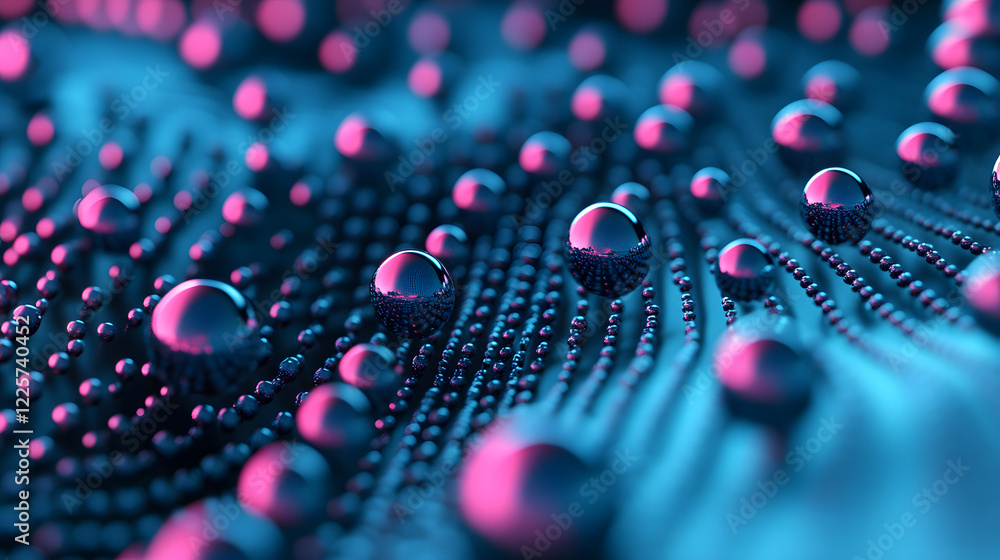 Aufkleber abstract blue and pink three-dimensional background of many spheres separated from each other and re