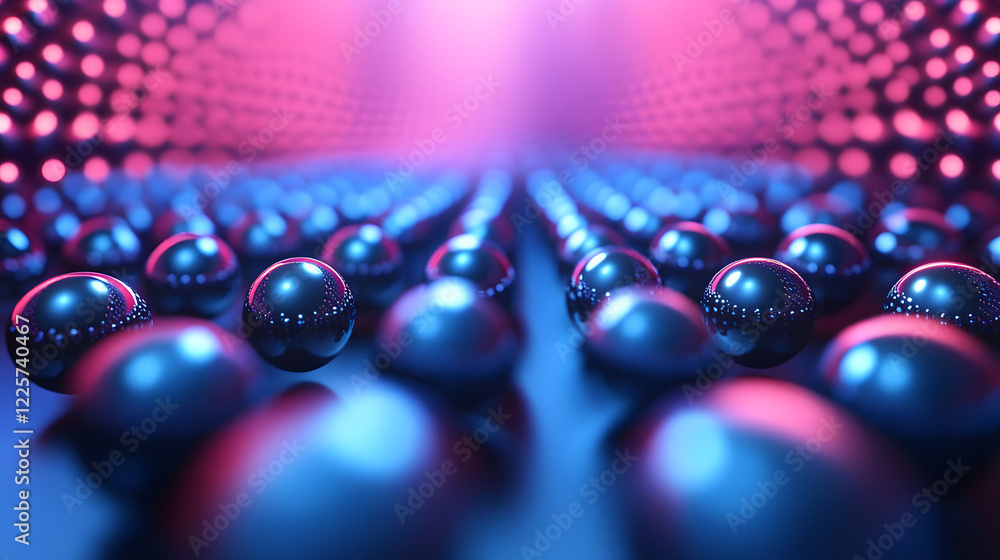 Aufkleber abstract blue and pink three-dimensional background of many spheres separated from each other and re