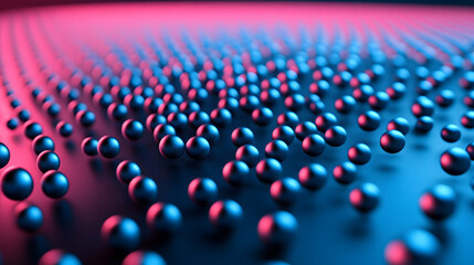 Obraz premium Abstract blue and pink three-dimensional background of many spheres separated from each other and resembling drops 3D illustration 3D rendering